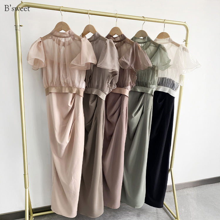 【pd54】ボレロレイヤードワンピースドレス