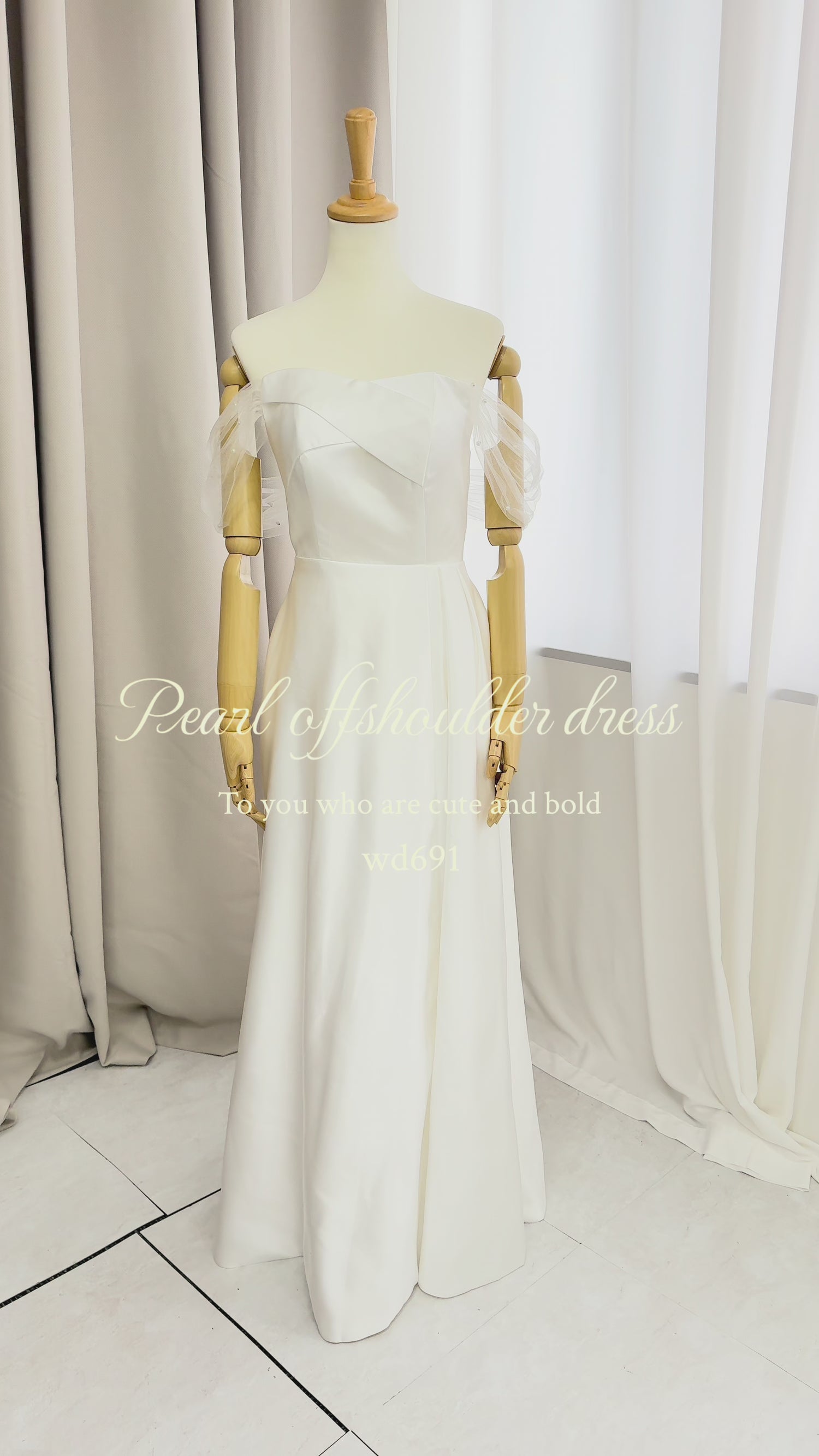 【wd691ls】2スタイルパールスリーブドレス  Aライン