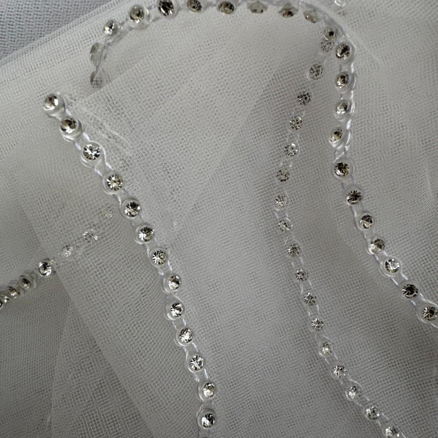 【ts144qq】縁取りラインストーンミディアムベール 2カラー 1層タイプ コームなし【幅:約1.5m・長さ:約1.5m】