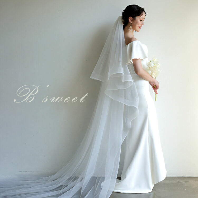 【ts198jd】ホースヘアーロングベール コーム付き【長さ:上段80cm/下段270cm・幅:約250cm 】