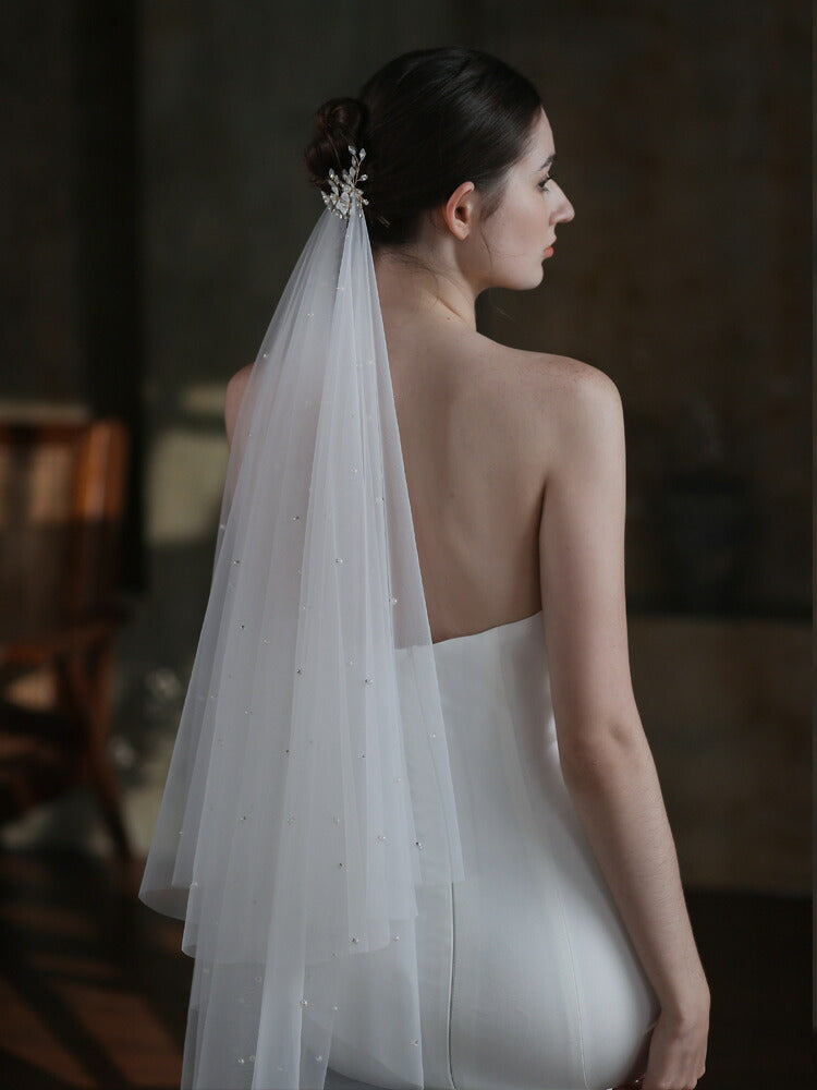 【ts226jd】パール付きミディアムベール コーム付き【長さ:65cm-95cm】