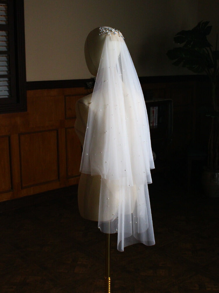 【ts226jd】パール付きミディアムベール コーム付き【長さ:65cm-95cm】