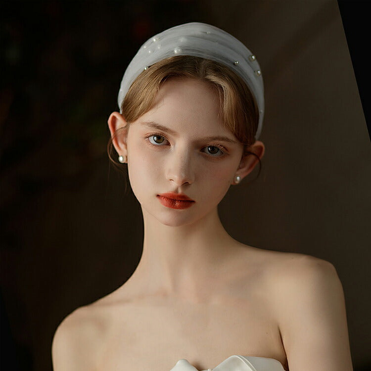 【ts235iy】パール付きヘッドバンド クリップ付き【サイズ:38cm * 8cm】