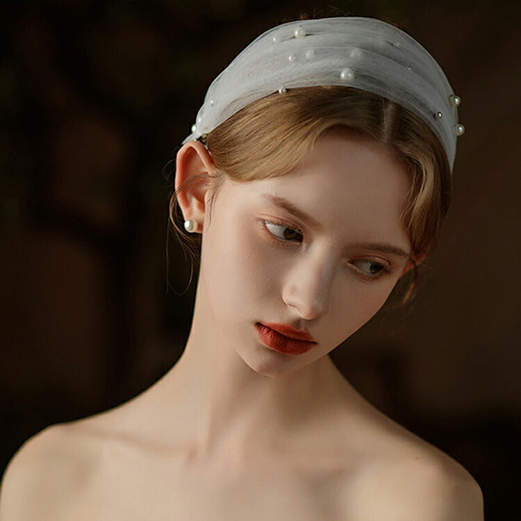 【ts235iy】パール付きヘッドバンド クリップ付き【サイズ:38cm * 8cm】