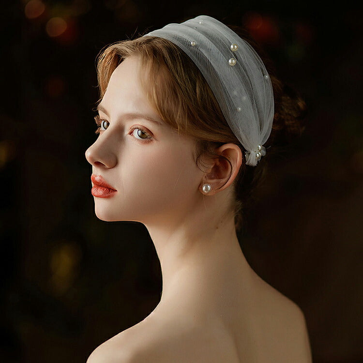 【ts235iy】パール付きヘッドバンド クリップ付き【サイズ:38cm * 8cm】