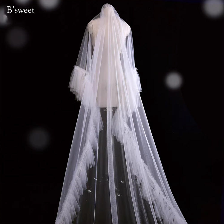 【ts244jd】ラッフル ロング トレーンベール【長さ約80cm×300cm】
