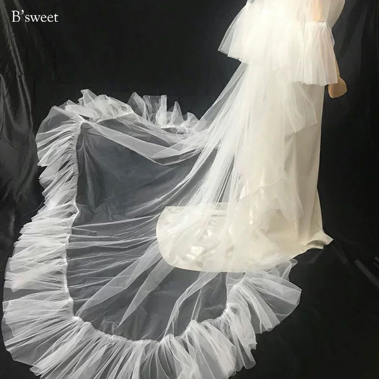 【ts244jd】ラッフル ロング トレーンベール【長さ約80cm×300cm】