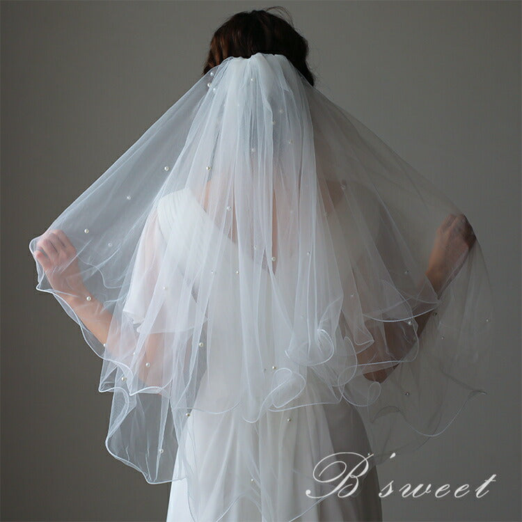 【ts61ax】ウェーブパールミディアムベール コーム付き