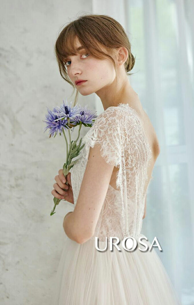 【ur26】レースチュールギャザースカートAラインドレス Aライン