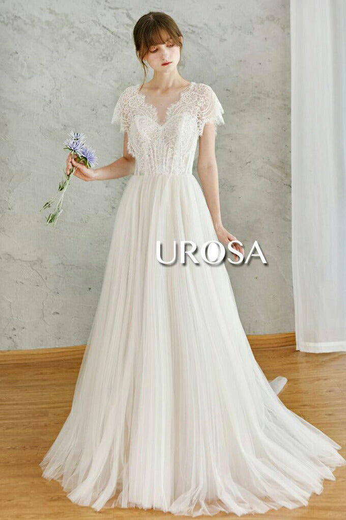 【ur26】レースチュールギャザースカートAラインドレス Aライン