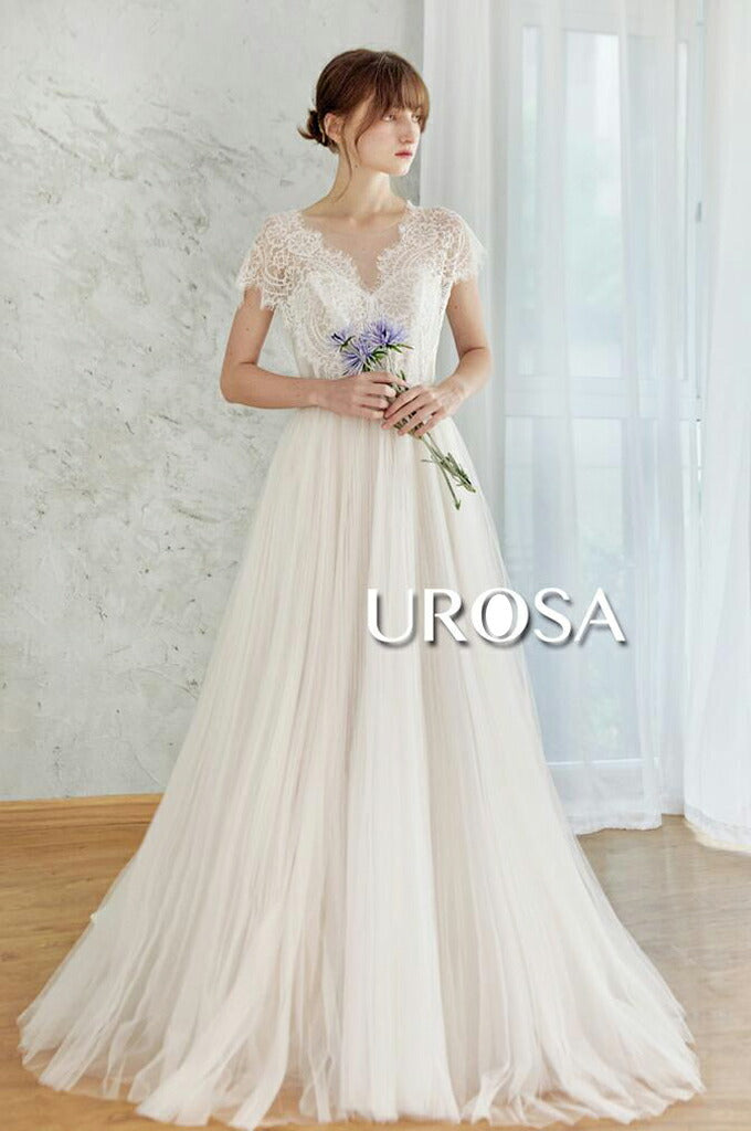 【ur26】レースチュールギャザースカートAラインドレス Aライン