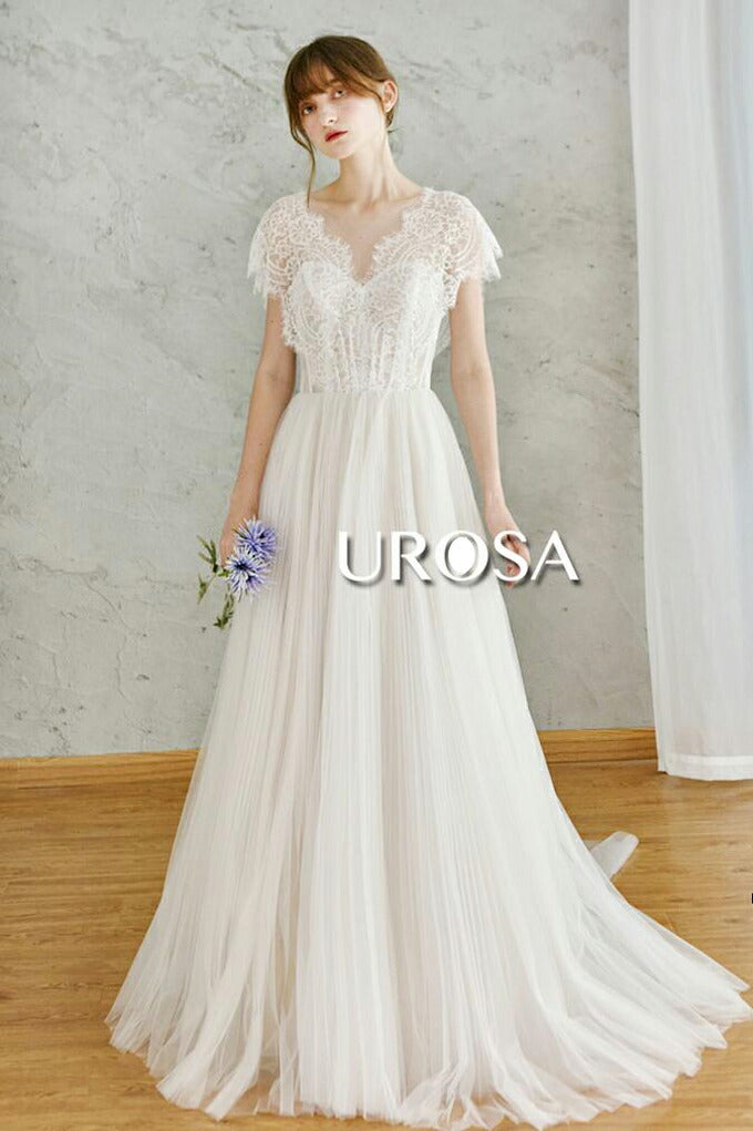 【ur26】レースチュールギャザースカートAラインドレス Aライン