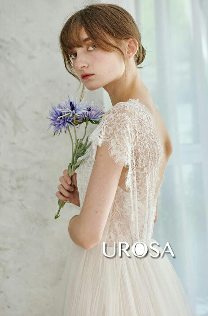 【ur26】レースチュールギャザースカートAラインドレス Aライン