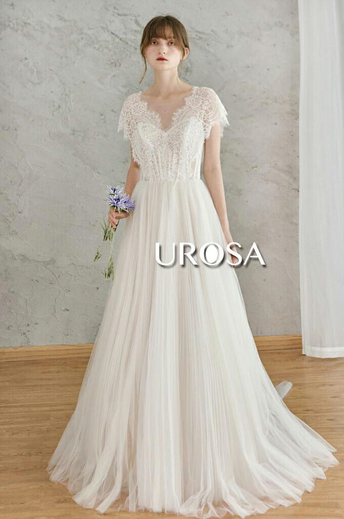 【ur26】レースチュールギャザースカートAラインドレス Aライン