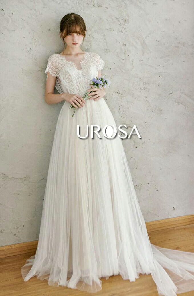 【ur26】レースチュールギャザースカートAラインドレス Aライン