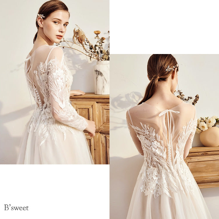 【ur75】 刺繡スリーブドレス Aライン