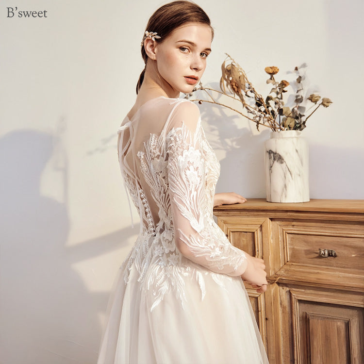 【ur75】 刺繡スリーブドレス Aライン