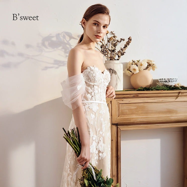 【ur77】 オフショルダーレース刺繡ドレス マーメイドライン