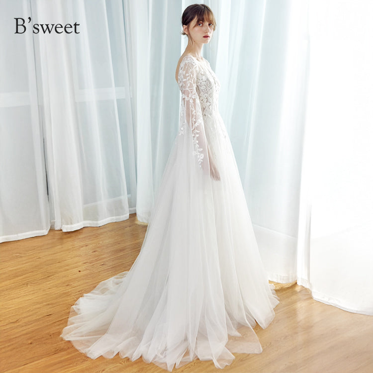 【ur78】 シアーレースケープ風スリーブドレス Aライン