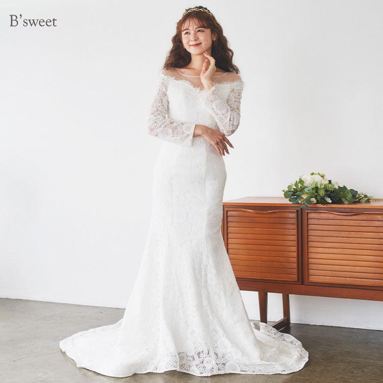 【wd110fr】総レースロングスリーブマーメイドドレス