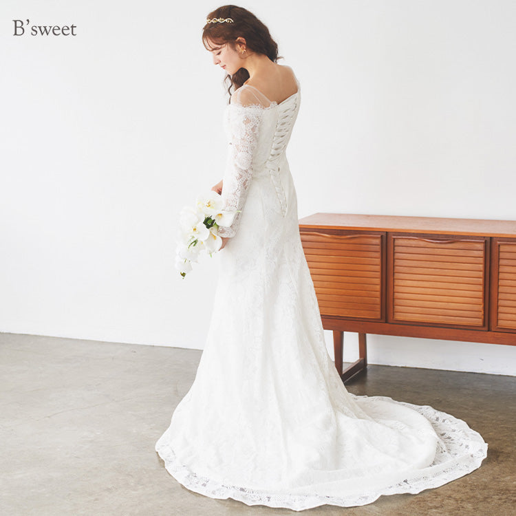 【wd110fr】総レースロングスリーブマーメイドドレス