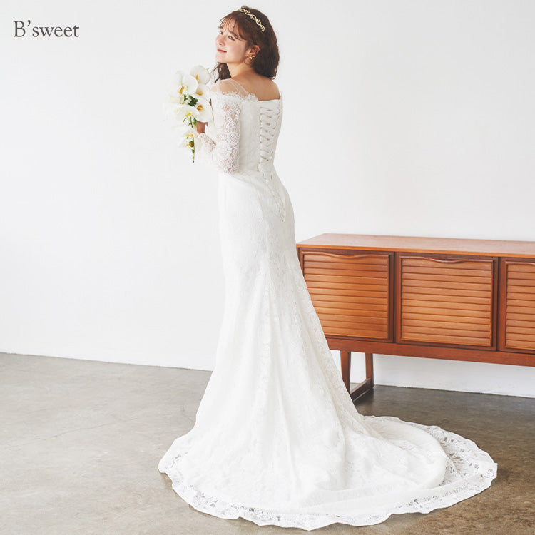 【wd110fr】総レースロングスリーブマーメイドドレス