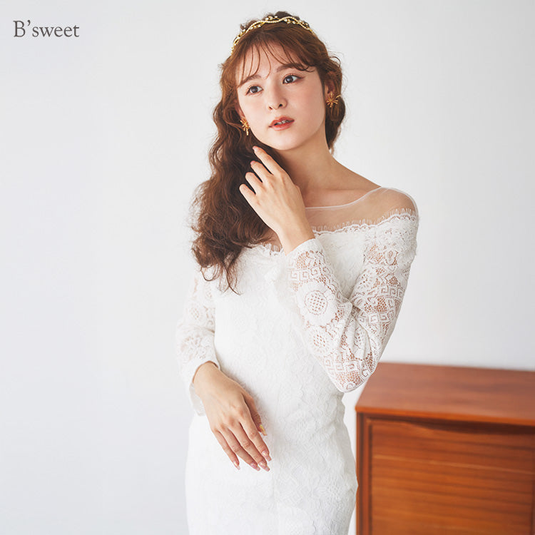 【wd110fr】総レースロングスリーブマーメイドドレス