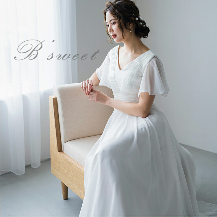 【wd141jx】フレアスリーブタックデザインドレス Aライン