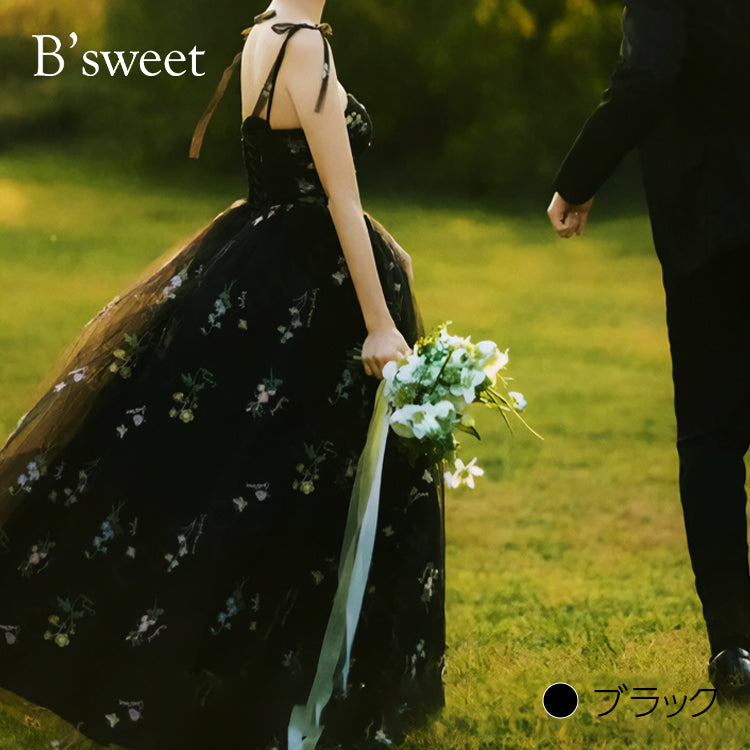 【kd143jx】花柄チュールキャミソールカラードレス Aライン