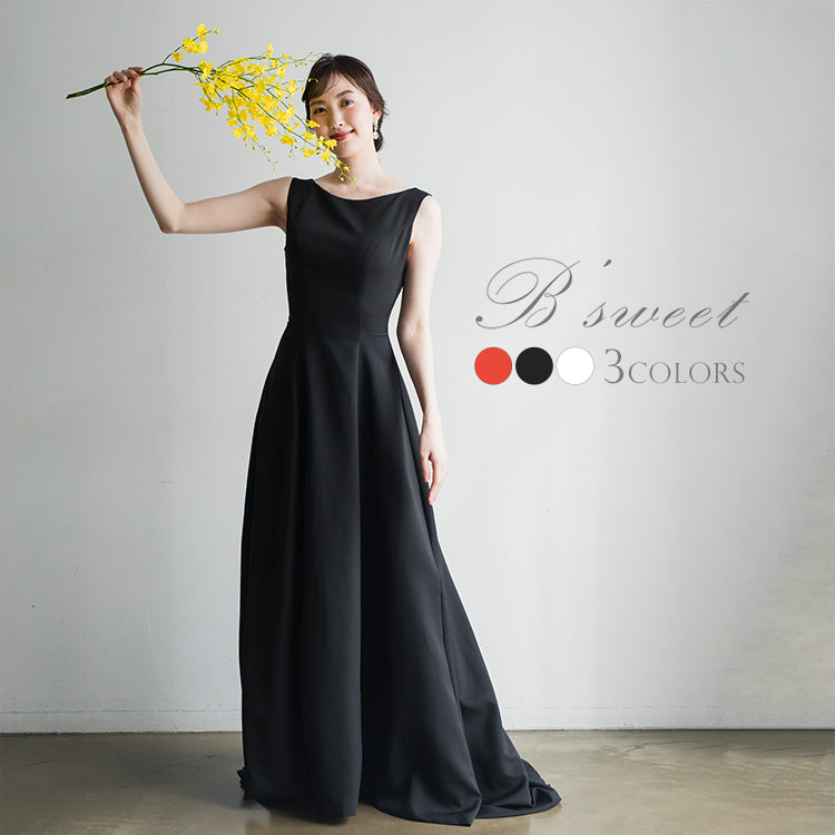 【wd181jx】バックオープンノースリーブドレス Aライン