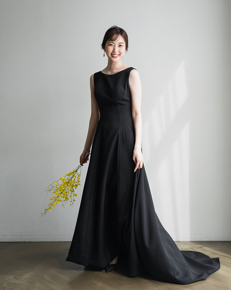 【wd181jx】バックオープンノースリーブドレス Aライン