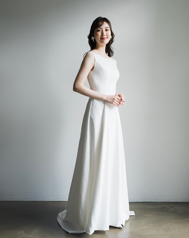 【wd181jx】バックオープンノースリーブドレス Aライン