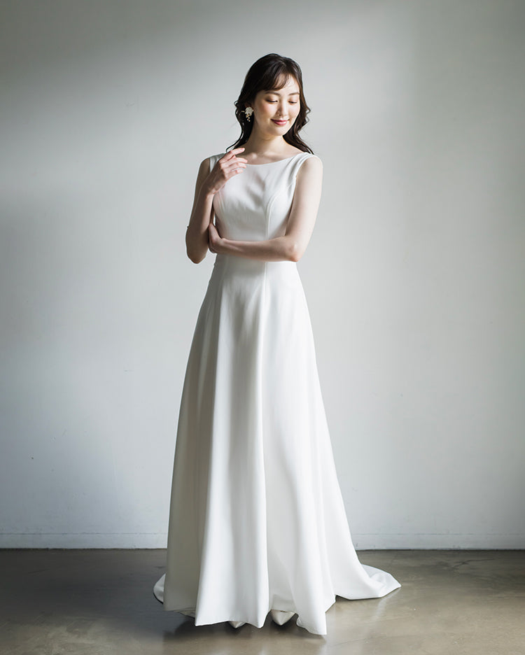 【wd181jx】バックオープンノースリーブドレス Aライン