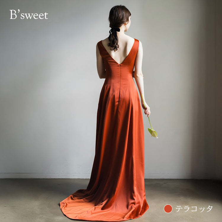 【wd181jx】バックオープンノースリーブドレス Aライン