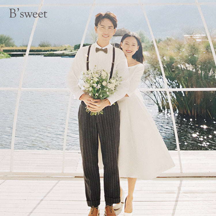 【wd255jx】バックリボンミモレ丈ドレス Aライン