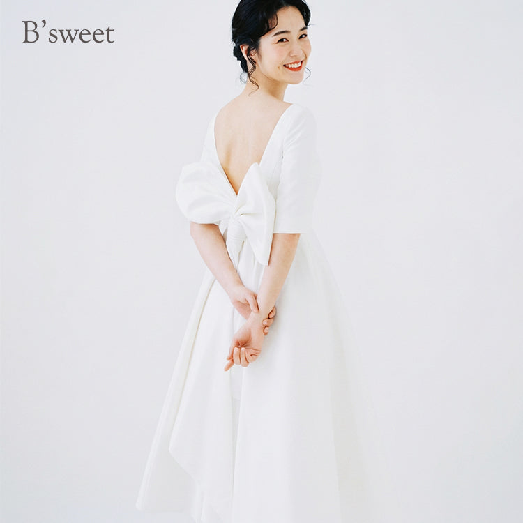 【wd255jx】バックリボンミモレ丈ドレス Aライン