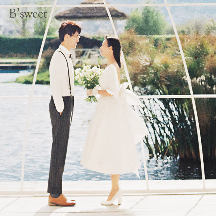 【wd255jx】バックリボンミモレ丈ドレス Aライン