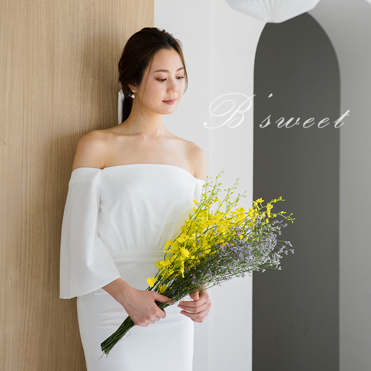 【wd310ls】オフショルフレア七分袖マーメイドドレス マーメイドライン