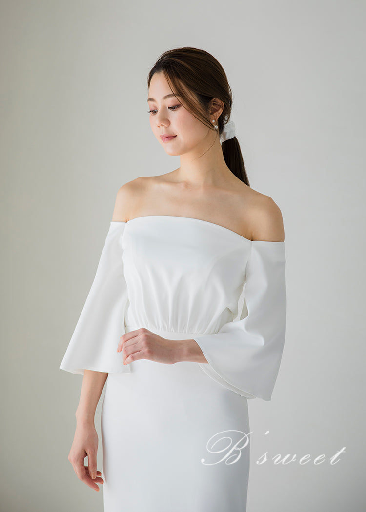 【wd310ls】オフショルフレア七分袖マーメイドドレス マーメイドライン