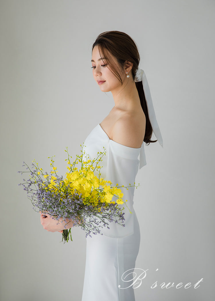 【wd310ls】オフショルフレア七分袖マーメイドドレス マーメイドライン