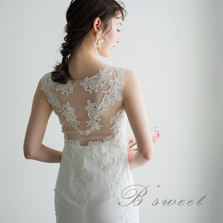 【wd32】イリュージョンバックレースマーメイドドレス マーメイドライン