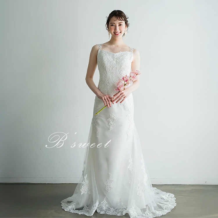 【wd32】イリュージョンバックレースマーメイドドレス マーメイドライン