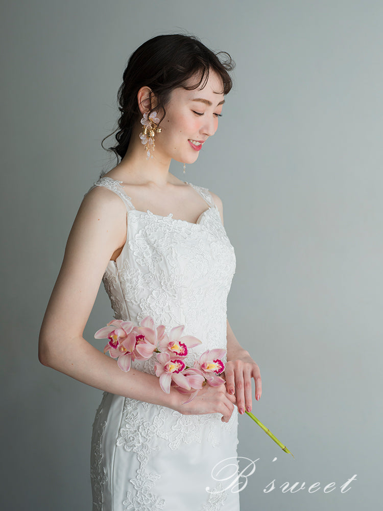 【wd32】イリュージョンバックレースマーメイドドレス マーメイドライン