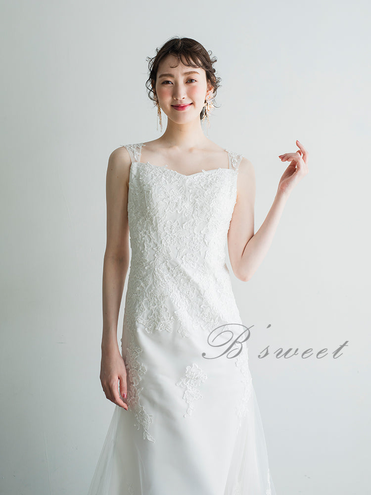 【wd32】イリュージョンバックレースマーメイドドレス マーメイドライン