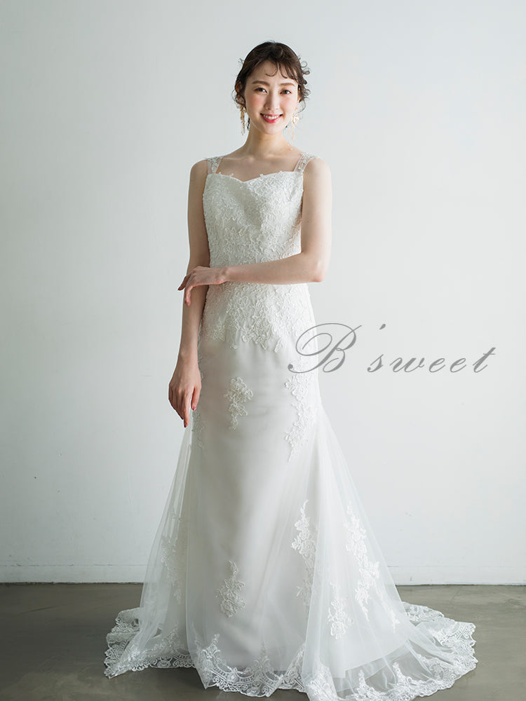 【wd32】イリュージョンバックレースマーメイドドレス マーメイドライン