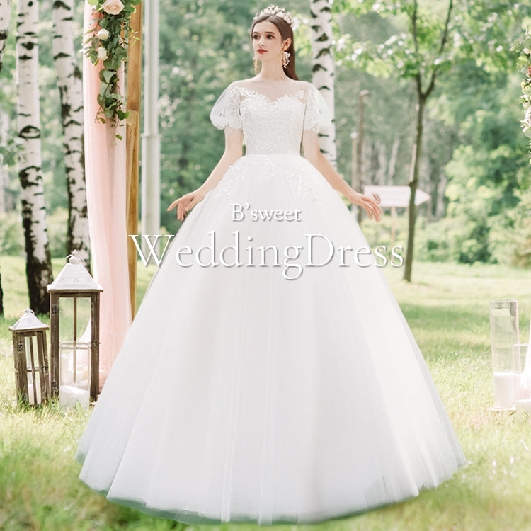 【wd331d】パフスリーブ刺繍プリンセスドレス プリンセスライン