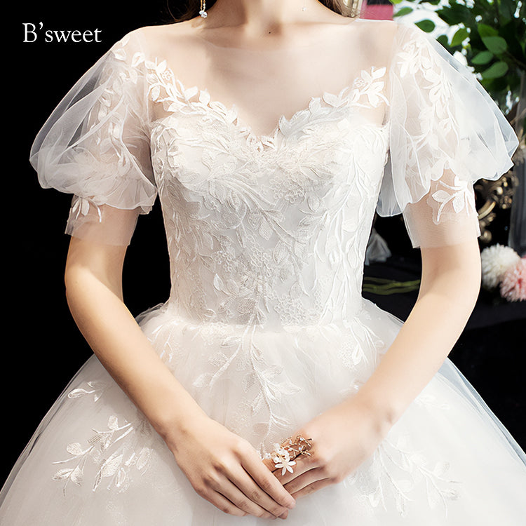 【wd331d】パフスリーブ刺繍プリンセスドレス プリンセスライン