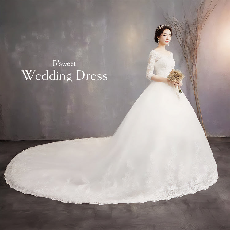 【wd363d】 刺繍デザインイリュージョンネックドレス プリンセスライン