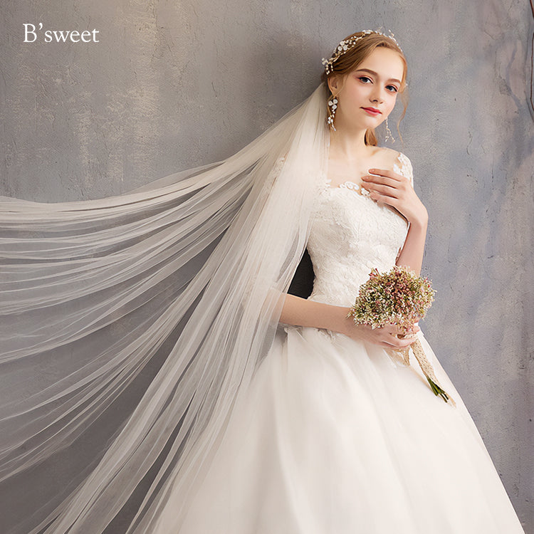 【wd363d】 刺繍デザインイリュージョンネックドレス プリンセスライン