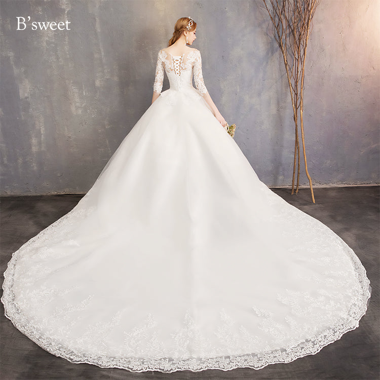 【wd363d】 刺繍デザインイリュージョンネックドレス プリンセスライン